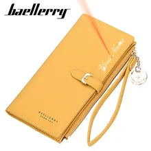 2020 Women Wallets Free Name Engraving Fashion Long Top Quality Slim Female Purse Card Holder Yellow Brand Wallet For Women