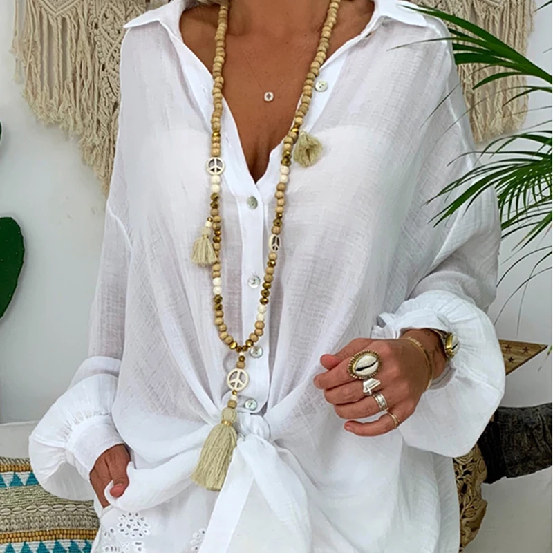 Льняная рубашка с длинным рукавом размера плюс Женские топы и блузки рубашки