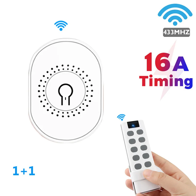 

1pcs Smart Switch 16A 433MHZ Two Way On-off Device Suit Timer Switch Wifi Remote Mini Smart Home Wireless Timing Function Switch