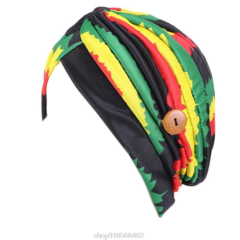 

Headscarf IHat with Wooden Button Mouth Mask Holer Rainbow Stripes Twist Anti-Tight Ears Beanies Turban Cap O30 20 Droshipping
