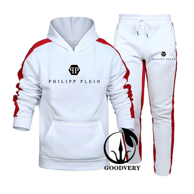 

2021, модная осенне-зимняя толстовка и брюки, костюм из 2 предметов, мужской спортивный костюм, мужская толстовка с капюшоном + джоггеры