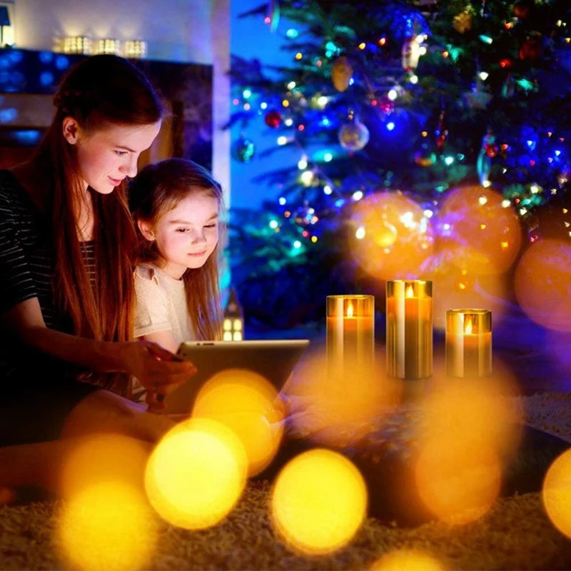 Amber Glass LED Flameless Candles Flickering With Remote Battery Operated For Wedding Festival Decorations Gift 6 Pack | Дом и сад