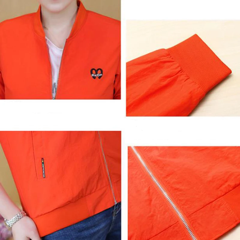 

Women Solid Color Bomber Short Jacket Baseball Coat Fashion Printing Plus Size Spring Basic Coat Autumn Outwear for Student