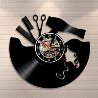 comb scissors hair dryer beauty salon wall clock hairdresser vinyl record clock vintage barber wall sign haircut wall art gift
