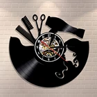 Расческа ножницы Фен салон красоты настенные часы парикмахер виниловые пластинки часы Винтаж Парикмахерская настенный знак стрижка стены искусства подарок