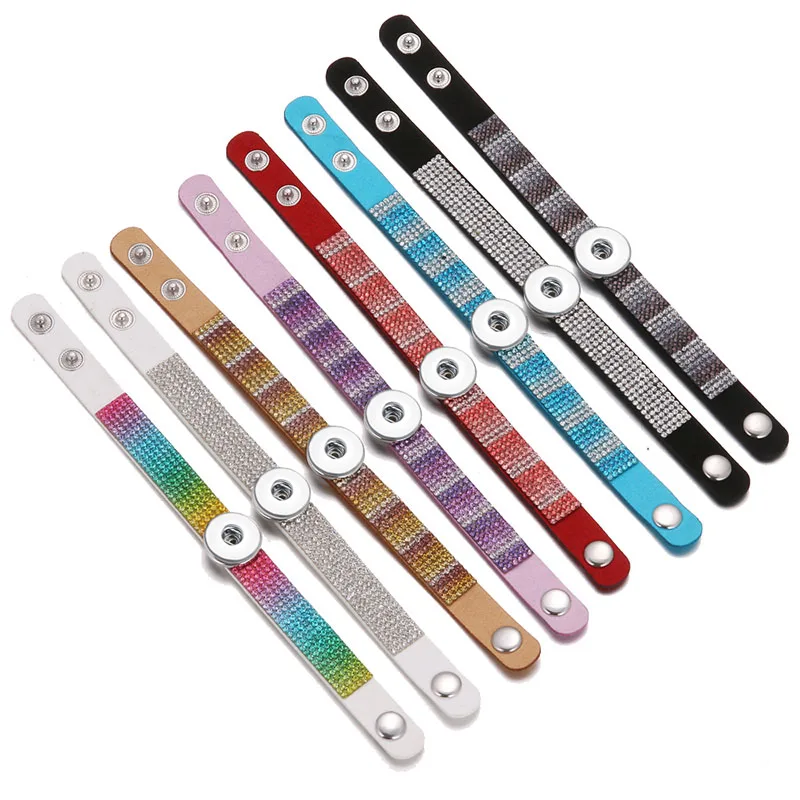 SE0216 новый градиент Многослойные бархатная Стразы браслет 18 мм кнопки браслеты fit