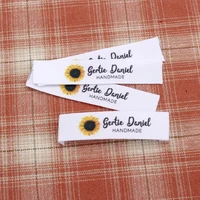 custom sewing labels personalized brand organic cotton ribbon labels sunflower business name md3102