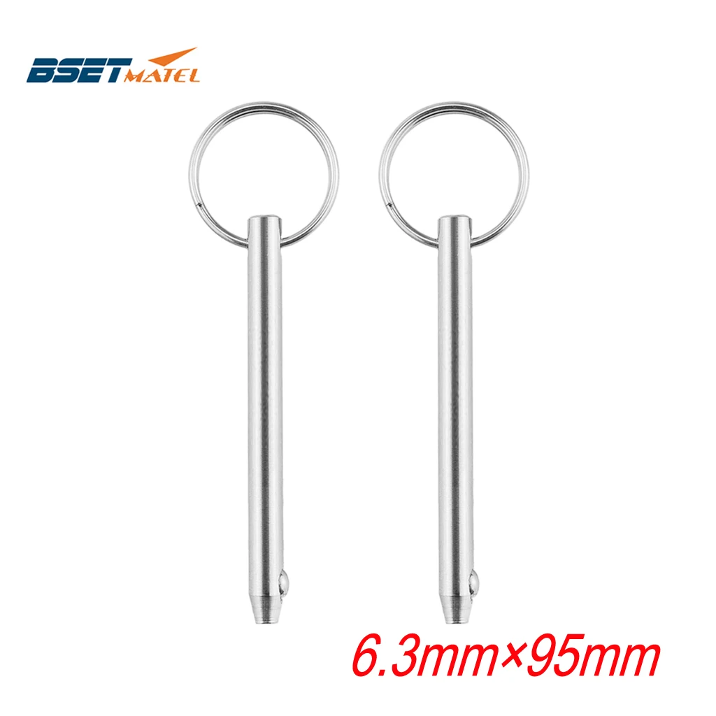 2PCS 6.3*95mm BSET MATEL Marine Grade 1/4 inch Quick Release Ball Pin for Boat Bimini Top Deck Hinge Marine Stainless Steel 316