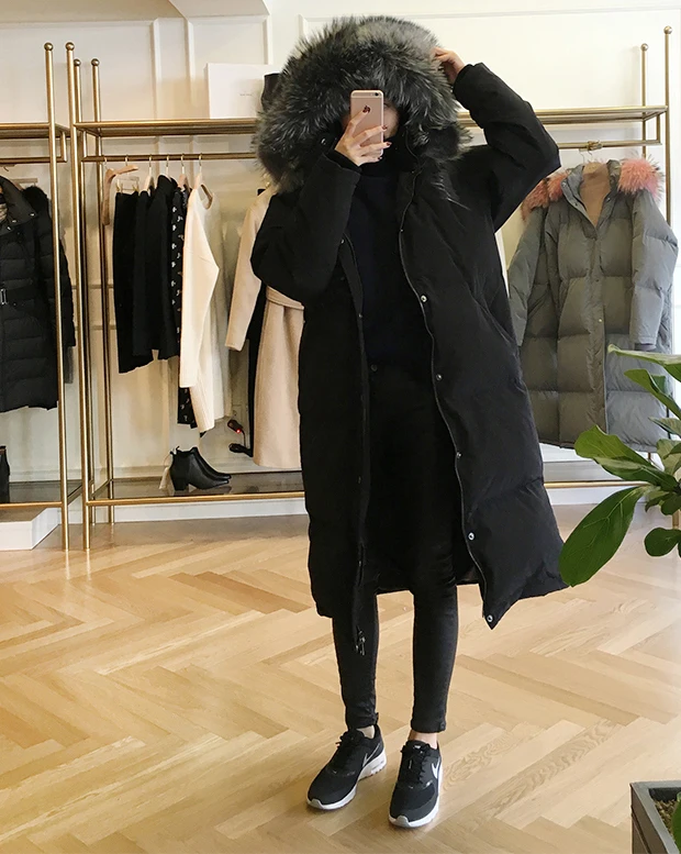 Женские 2021 пуховик на утином пуху пальто для женщин ультра до колена Длинные