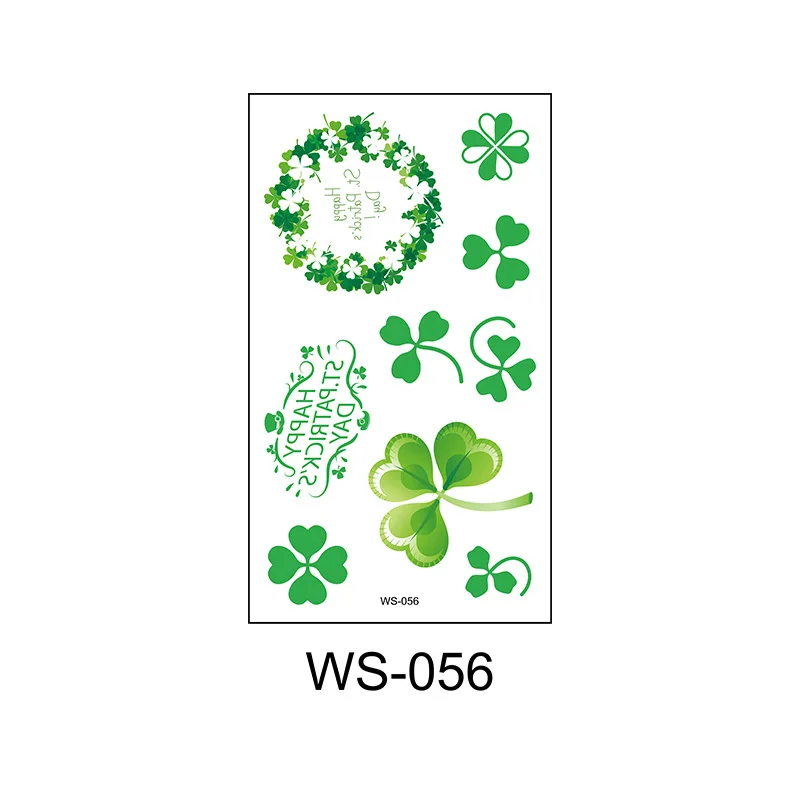 20 видов Мультяшные татуировки ко Дню Св. Патрика зеленые шамбовидные шапки Leprechauns