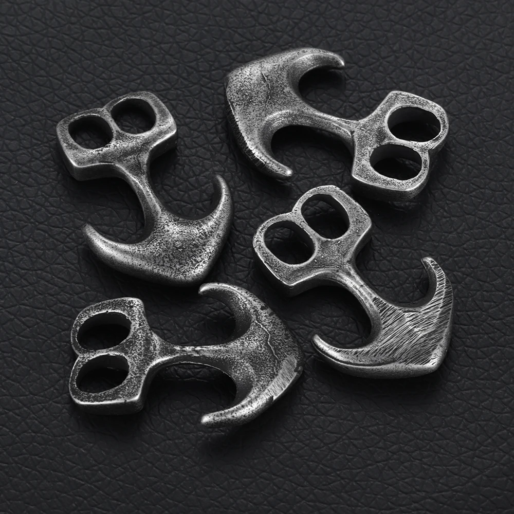 Нержавеющая сталь Viking Thor's Hammer крючки изогнутые с двойным отверстием 6 мм для изготовления браслетов ювелирных изделий фурнитура для самостоятельного изготовления аксессуаров