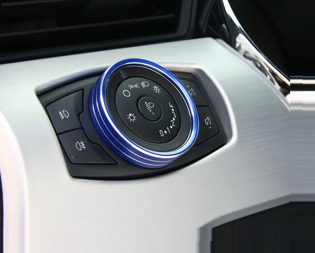 

Red/Blue/Black Optional New Alloy Head light Switch Button Cover Trim Headlight Decor Ring With 3M Tape For Ford Mustang 15-18