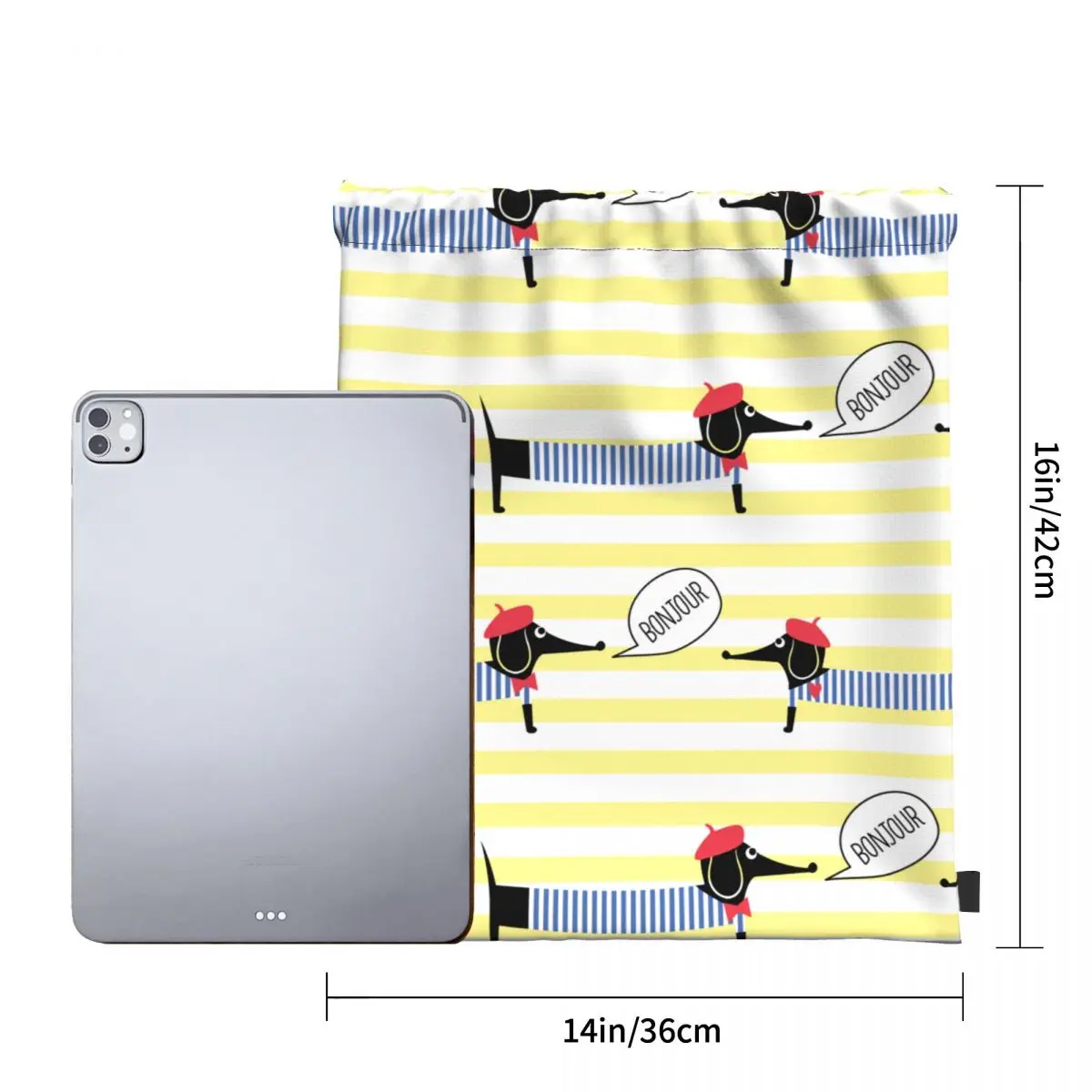 Сумка на шнурке милая мультяшная такса французская одежда Складная спортивная