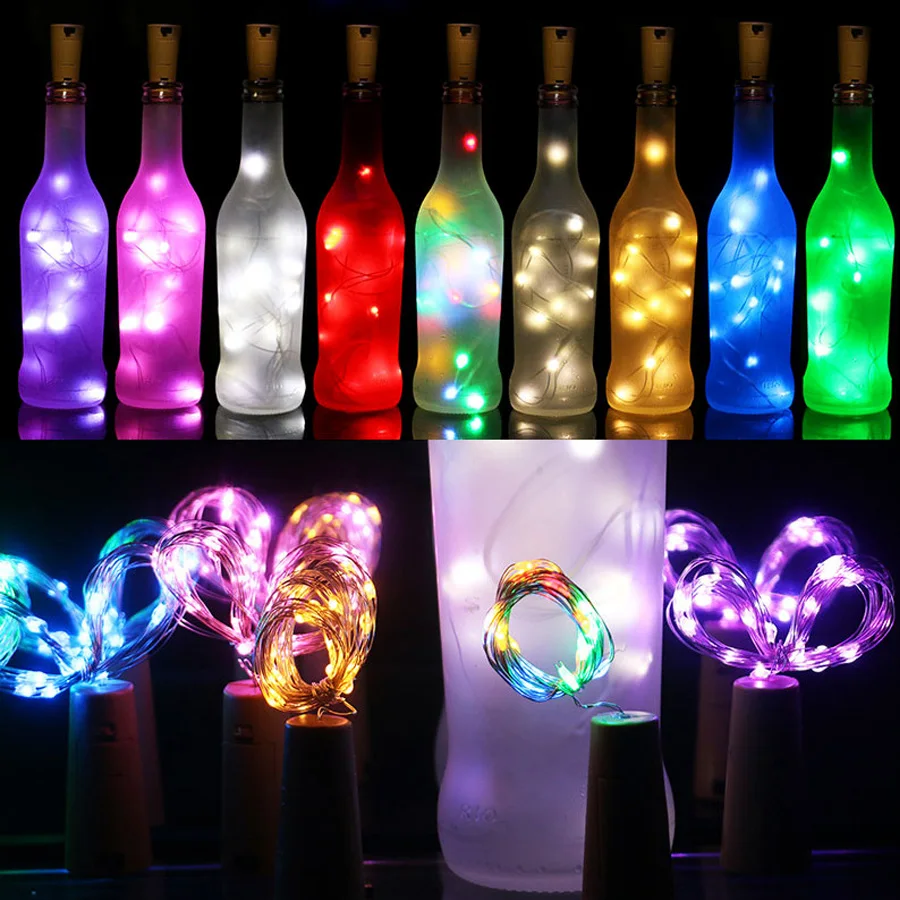 

Led copper lamp string wine bottle stopper light button battery box light stringA239