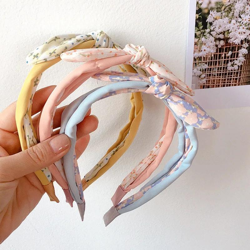 

Детская Корейская версия японская маленькая Цветочная свежая повязка для волос новая милая повязка на голову с бантом для девочек модные п...