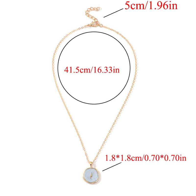 

Colorful Star Moon Heart Round Pendant Necklace Women Long Simple All-match New Creative Fashion Alloy Oil Drop Necklace