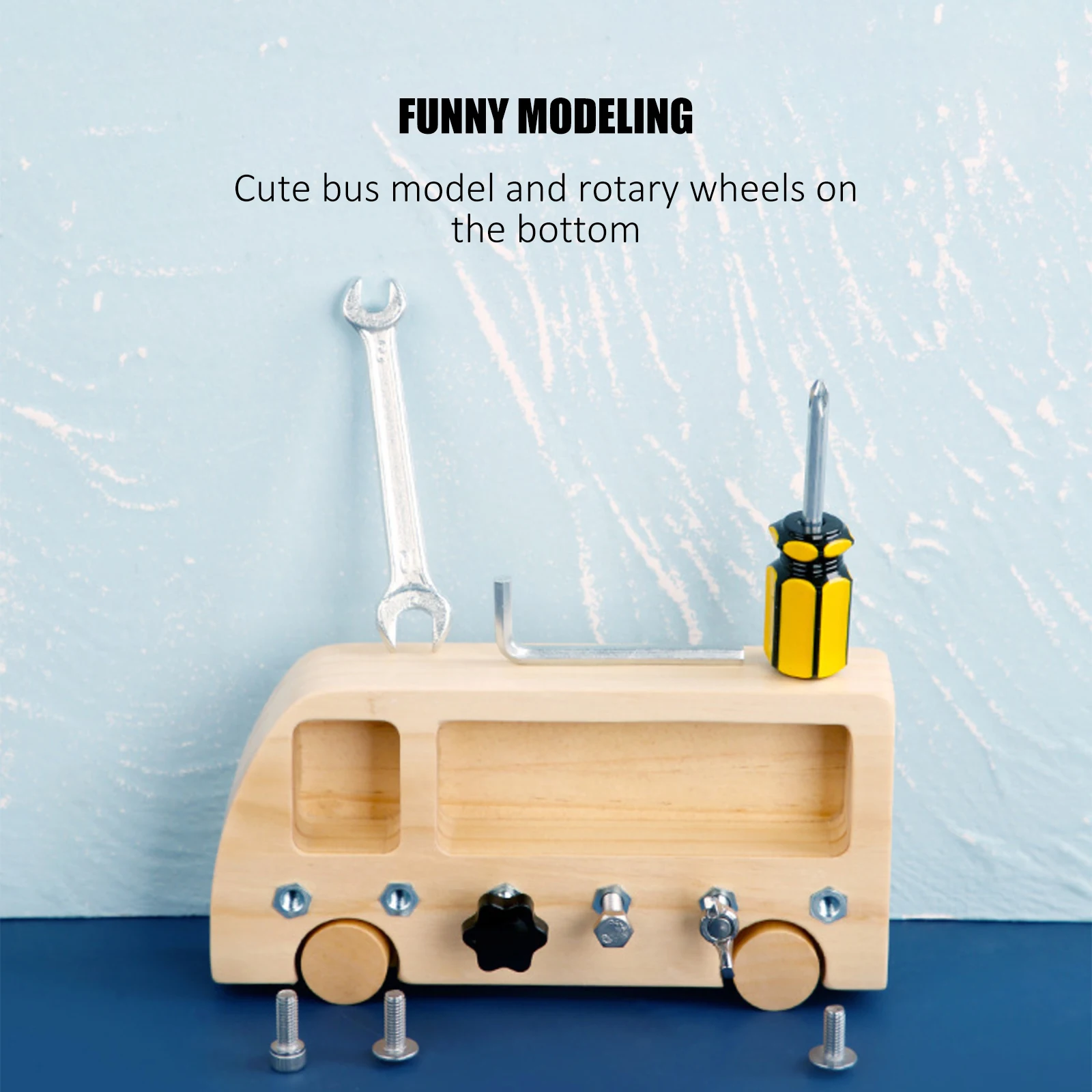 

Wooden Bus Toy Early Education Learning Basic Skills Educational Sensory Toy With Screw Wrench Birthday Kids Birthday Gifts