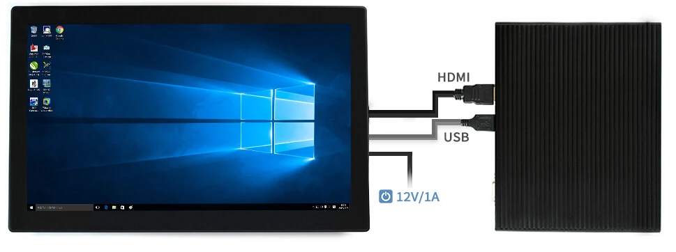 Waveshare 13,3 дюйма, ips, 1920x1080, емкостный сенсорный экран Сенсорный экран с закаленное Стекло крышка, вход VGA, Поддержка Win10/8,1/8/7/vista, WIN10 IOT