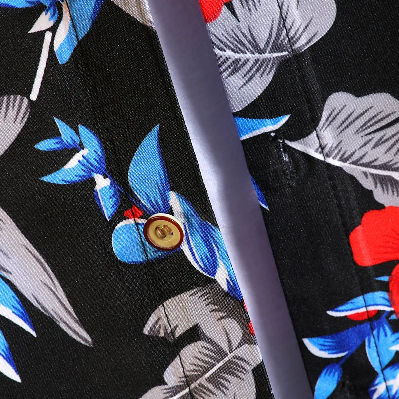 

Men's Clothing Summer New Printed Short-sleeved Shirts Youth Business Casual Beach Floral Shirt Large Size Bust-54.33inch