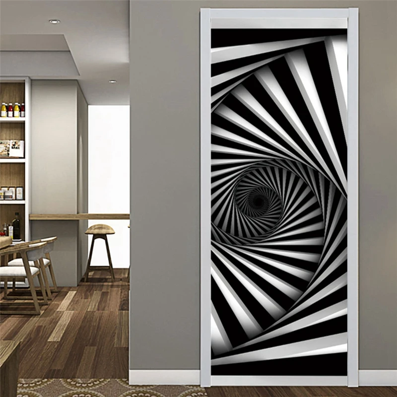 

PVC Door Sticker Modern 3D Abstract Fashion Line Silver Pearl Wallpaper Living Room Art Poster Self-Adhesive Mural Stickers