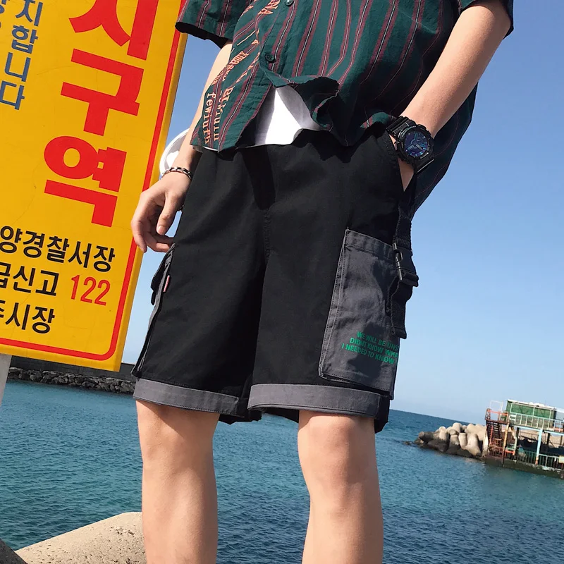 

Fashion Cargo Shorts Men Streetwear Summer Loose Casual Korean Sweatpants Pocket Running Short Masculino Male Clothing ED50DK