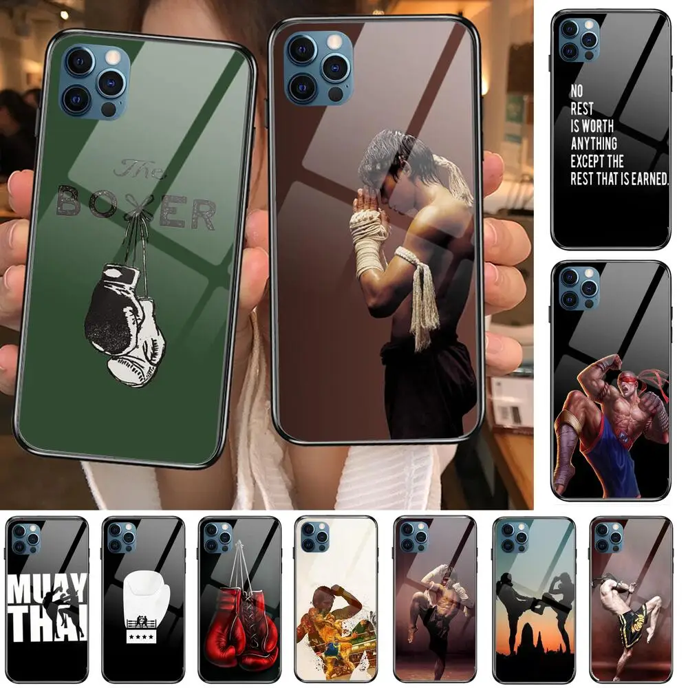 

Muay Thai Kickboxing Fight Anime Style Phone Case cover For iphone 12 pro max 11 8 7 6 s XR PLUS X XS SE 2020 mini black cell