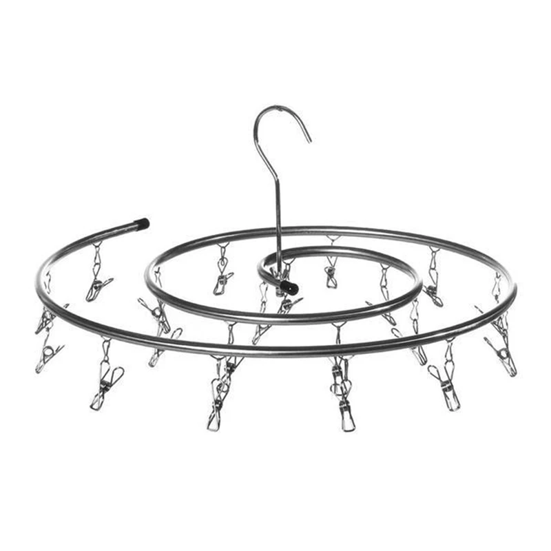 

Вешалка для одеял из нержавеющей стали, круглая спиральная вешалка, вращающаяся сушилка с зажимами