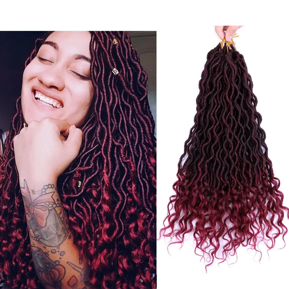 

DAIRESS искусственные локоны в стиле Crochet косы с кудрявыми концами, плетеные волосы, удлинители дредов, 18 дюймов, 24 корня, искусственные локоны в...