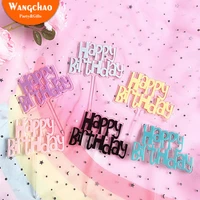 acrylic multicolor double layer happy cake topper birthday party dessert decoration for baby shower supplies party favors