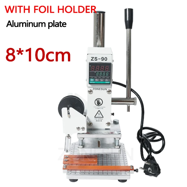 ZONESUN ZS90 новое руководство ПВХ Карта кожаная бумага горячего тиснения фольгой Бронзирующая машина для тиснения термопресс машина пробивной пресс - Цвет: 8x10cm with holder 1
