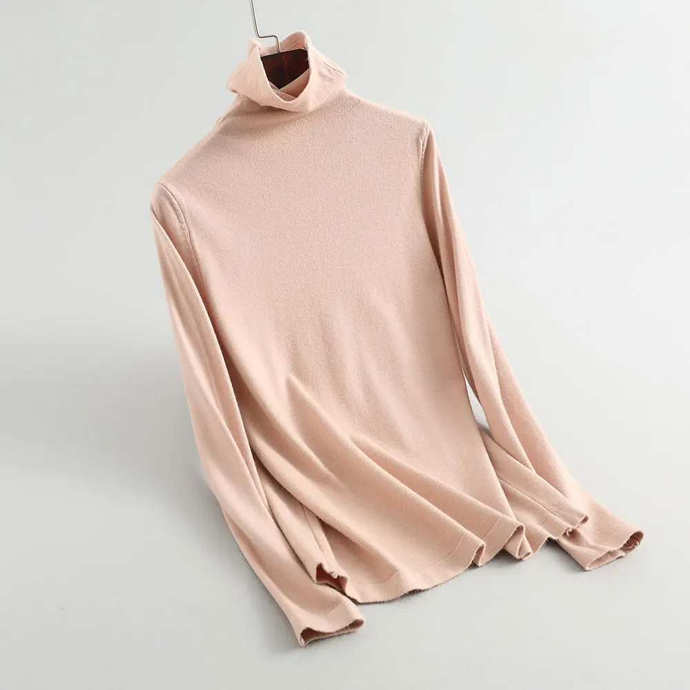 Осень 2020 базовые пуловеры с длинным рукавом Водолазка детский розовый вязаный