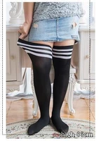 fashion striped knee socks women cotton thigh high over the knee stockings plus size large