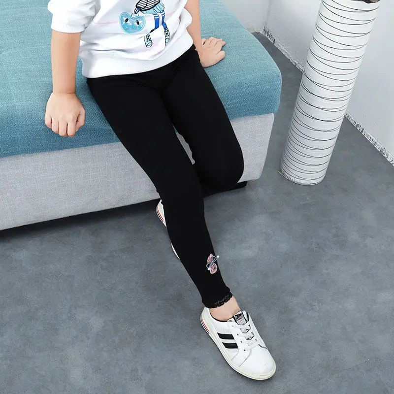 Vidmid Girls Candy Colored Cotton Leggings Spring Autumn Children Cotton Cartoon Pants Lace Butterfly Girls Leggings P233