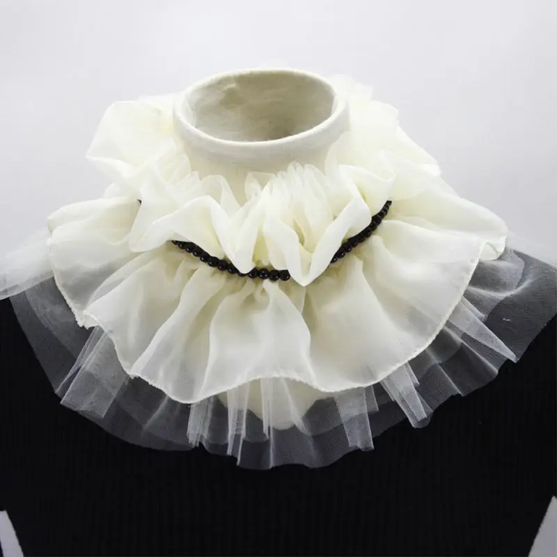 Модный Поддельный Воротник Жемчужное Украшение шифоновая кукла воротник