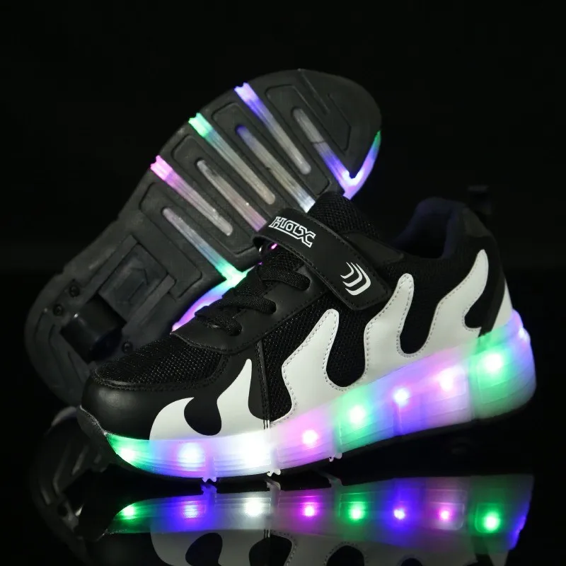 Heelys кроссовки для мальчиков и девочек на роликовых коньках, детская обувь с колесом, Negro Zapatillas Con Ruedas светодиодный, размер 16,8-23 см, серебристый - Цвет: without LED