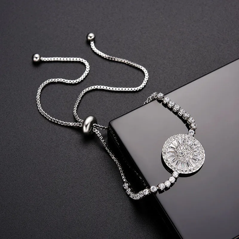 

VIMIO Bangle for woman Sun flower zircon bracelet fashion Valentine jewelry birthday gifts