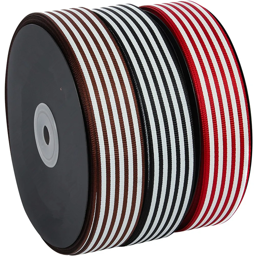 

50yards/lot 25mm Striped Ribbon Grosgrain Printed Ribbon For Home Wedding Christmas Decoration DIY Gift Wrapping