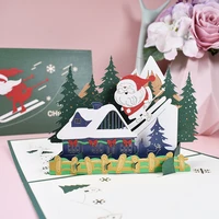 3d pop up cards santa sleigh christmas tree origami paper laser cut postcards gift greeting cards handmade