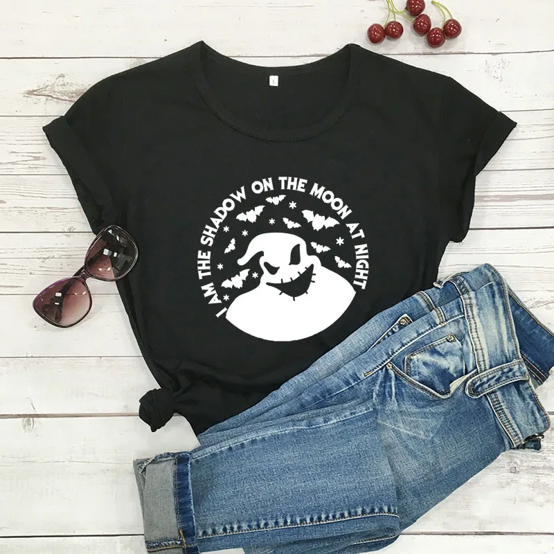 Женская летняя футболка из 100% хлопка с принтом Я тень на Луне ночью забавная для