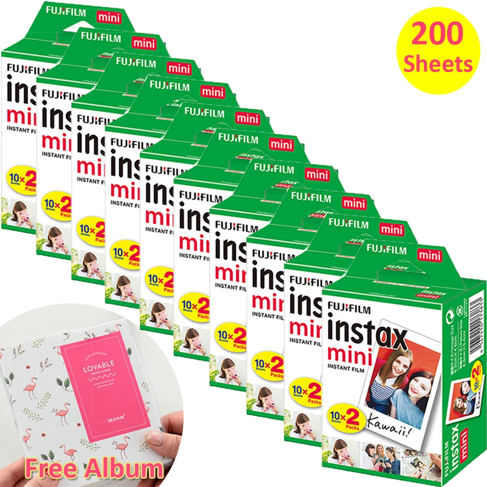 Fujifilm Instax Mini Film 200 снимков фотобумаги белая рамка для камеры 11 9 50s 70 90 SP 2 /SP 1 +