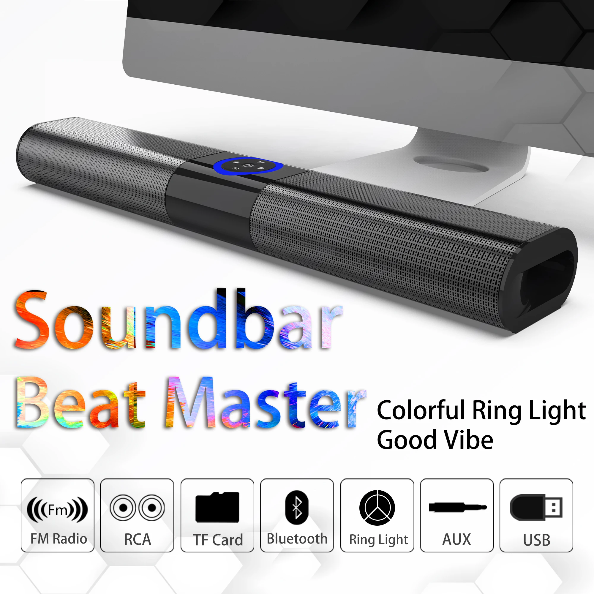 

Home TV Theater Soundbar Wireless Bluetooth 5.0 Speaker Sound Bar 3D Stereo Column Surround Subwoofer Support FM USB AUX TF Card