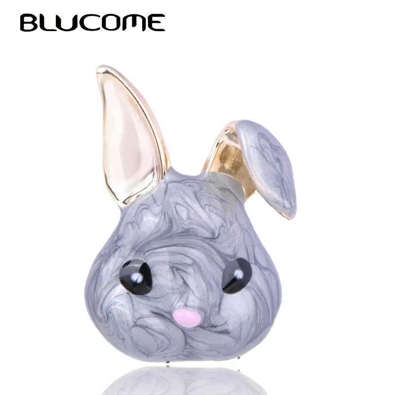 Эмаль blucome, серые броши в форме кроликов для женщин, детей, подарки, золотой цвет, сплав, для банкета, вечерние, животные, брошь, значок на лацкане, булавки