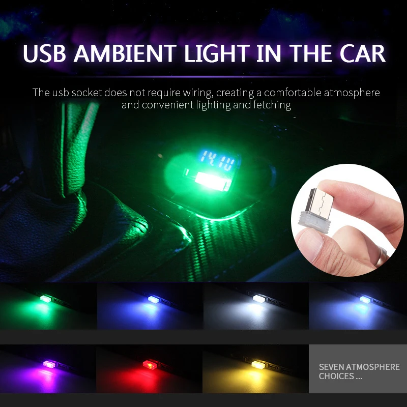 

1Pcs Mini USB Light LED Modeling Car Ambient Light Neon Interior Light Car Jewelry (7 Kinds Of Light Colors)