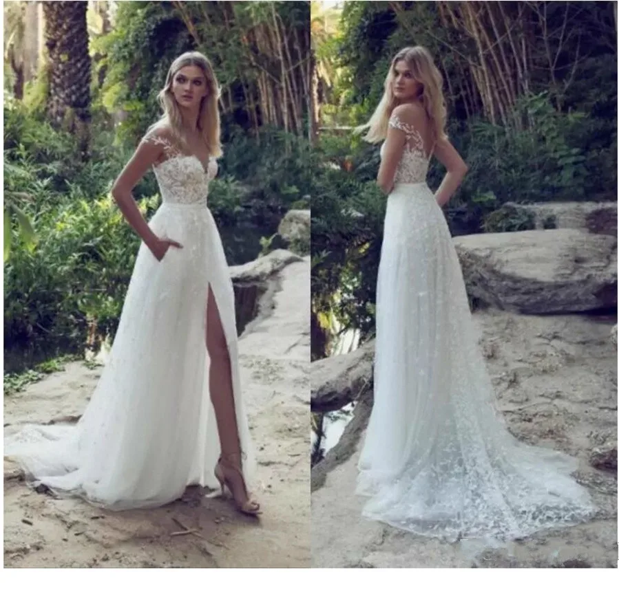 Женское кружевное платье с открытыми плечами и шлейфом|Свадебные платья| |