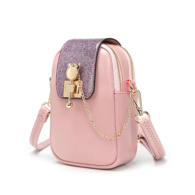 

Hot sell PU TPU Ladies Crossbody Shoulder Bag Cell Phone Pouch