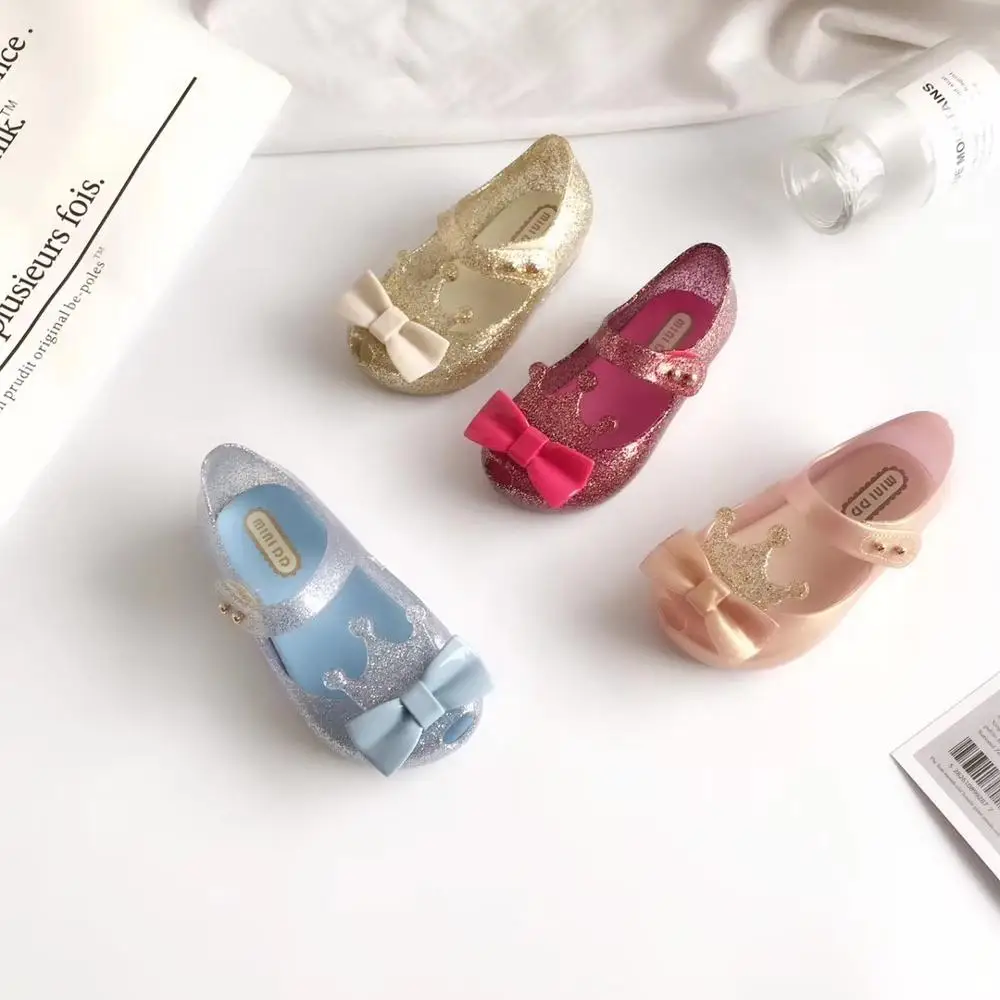 Mini Melissa/2020 прозрачные сандалии вечерние туфли для танцев с короной принцессы