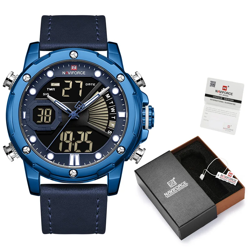 BE-Box-B NAVIFORCE мужские часы с коробкой, распродажа, мужские спортивные часы, светодиодный, аналоговый, цифровой, кварцевые, мужские часы, водонепроницаемые, Relogio Masculino - Цвет: BE-Box-B