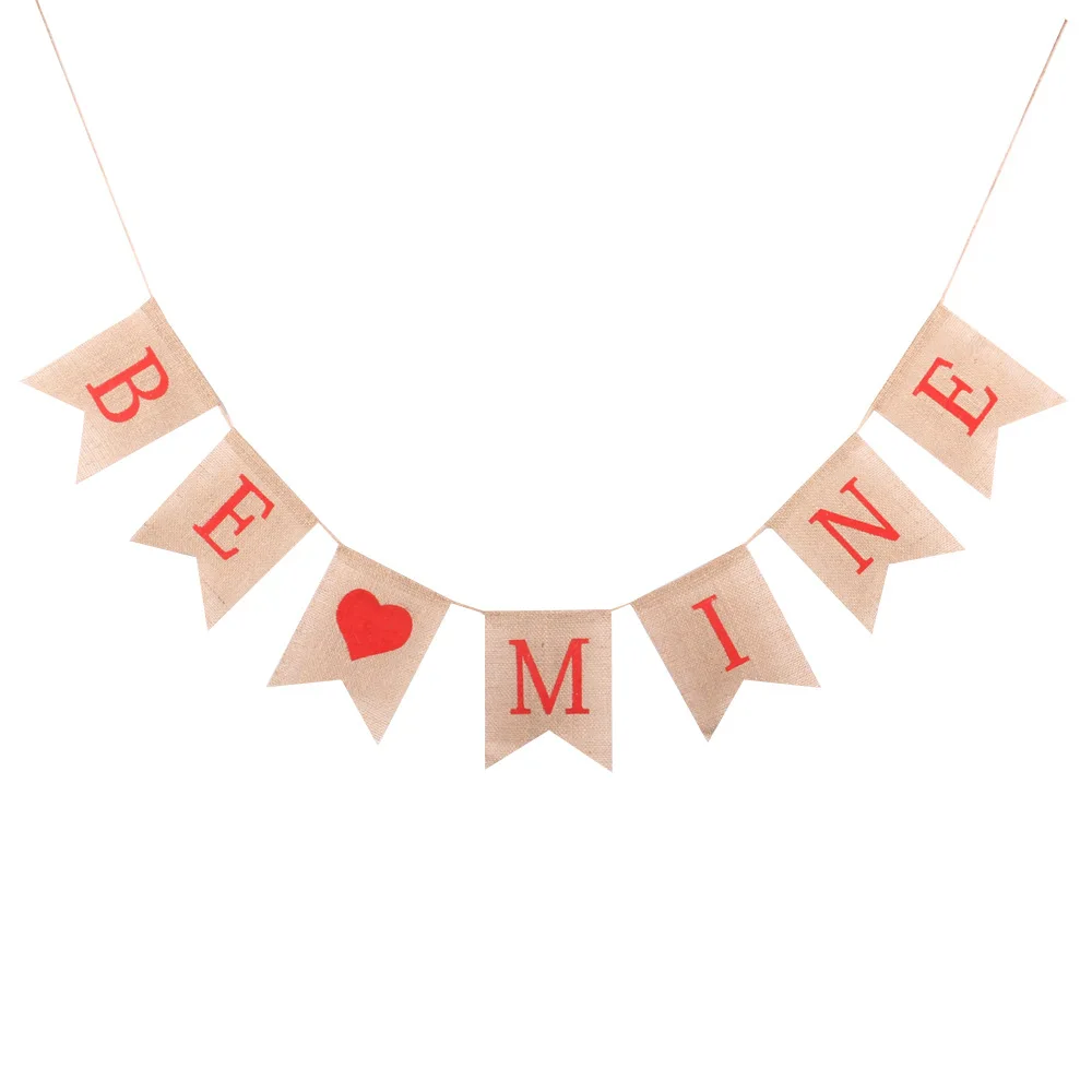 Баннер на День святого Валентина льняные флаги с палочками украшения для