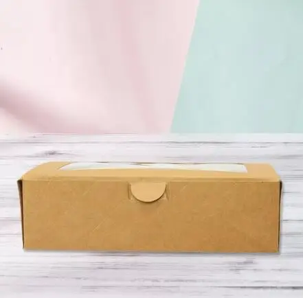 20 шт. 18x12x5 см коричневая коробка из крафтовой бумаги с окошком подарочная для