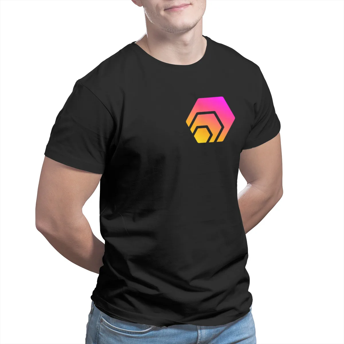 

Men HEX Crypto Print Anime Cool Graphic Cryptocurrency Classic Graphic Promo Top shirt